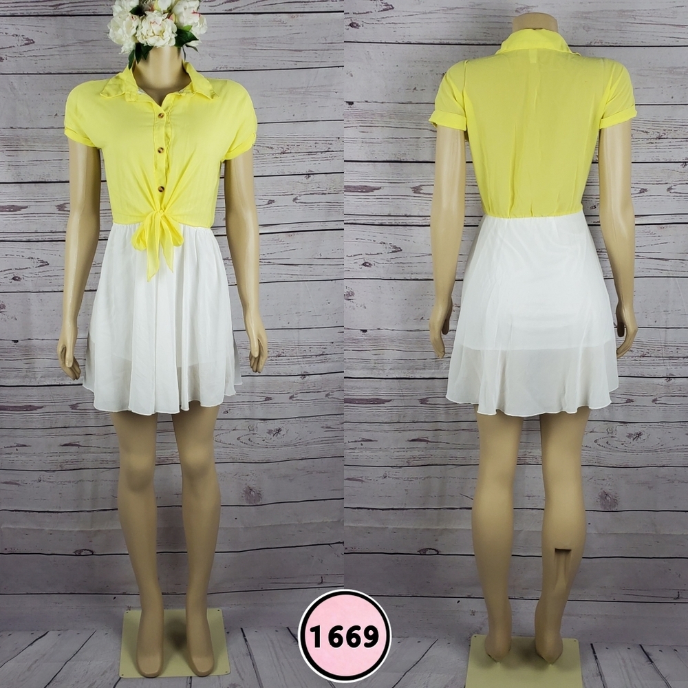 small yellow & white casual dress